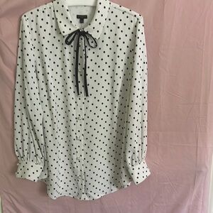 NWT Talbots Polka Dot Blouse with Optional Tie, Size 1X
